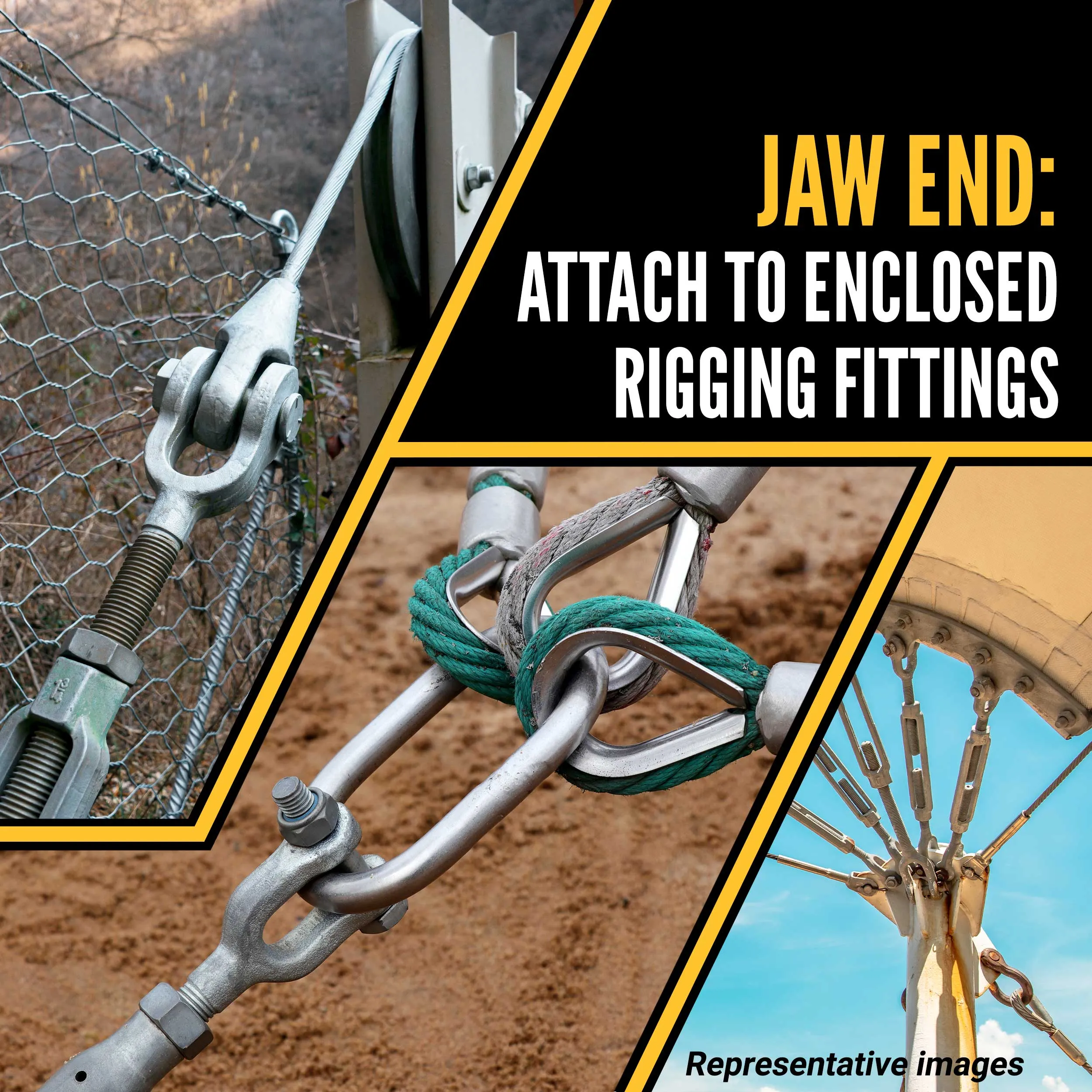 1-1/2" x 18" Jaw & Eye Galvanized Turnbuckle