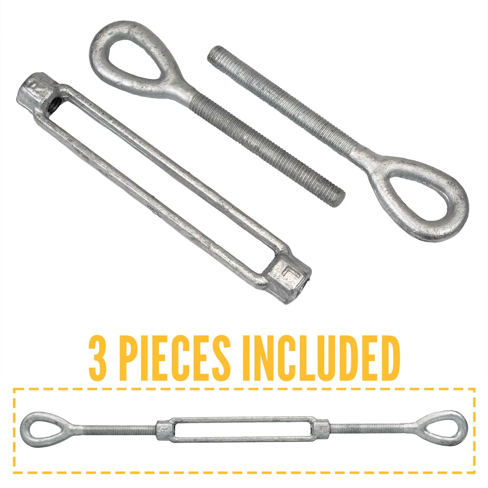 1-1/4" x 12" Eye & Eye Galvanized Turnbuckle