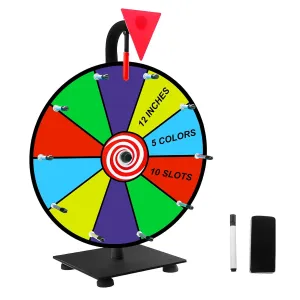 12" Heavy Duty Spinning Wheel For Prizes,10 Colorful Prize Slots Tabletop S