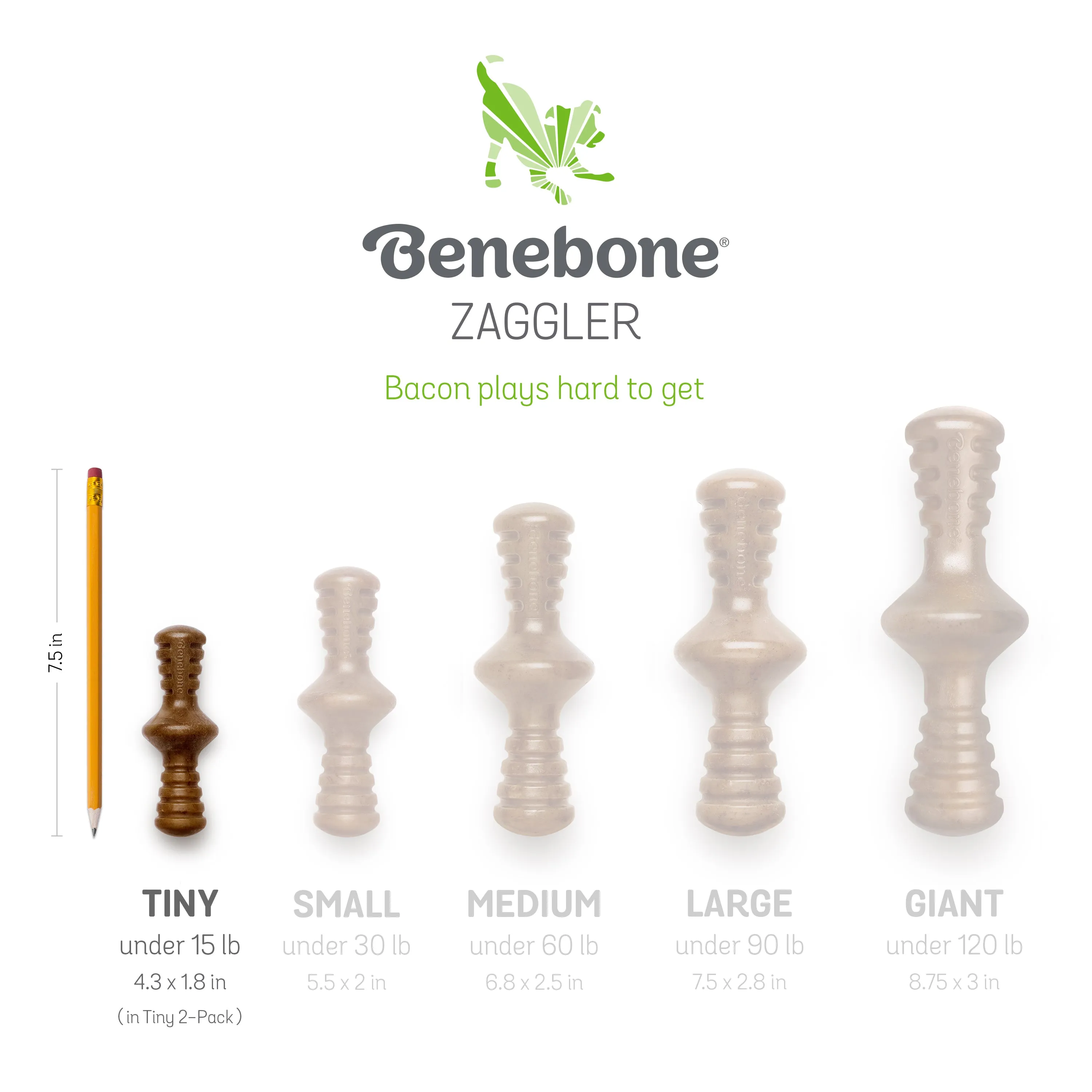 Benebone Maplestick And Zaggler Bacon Puppy Toy 2 Pack
