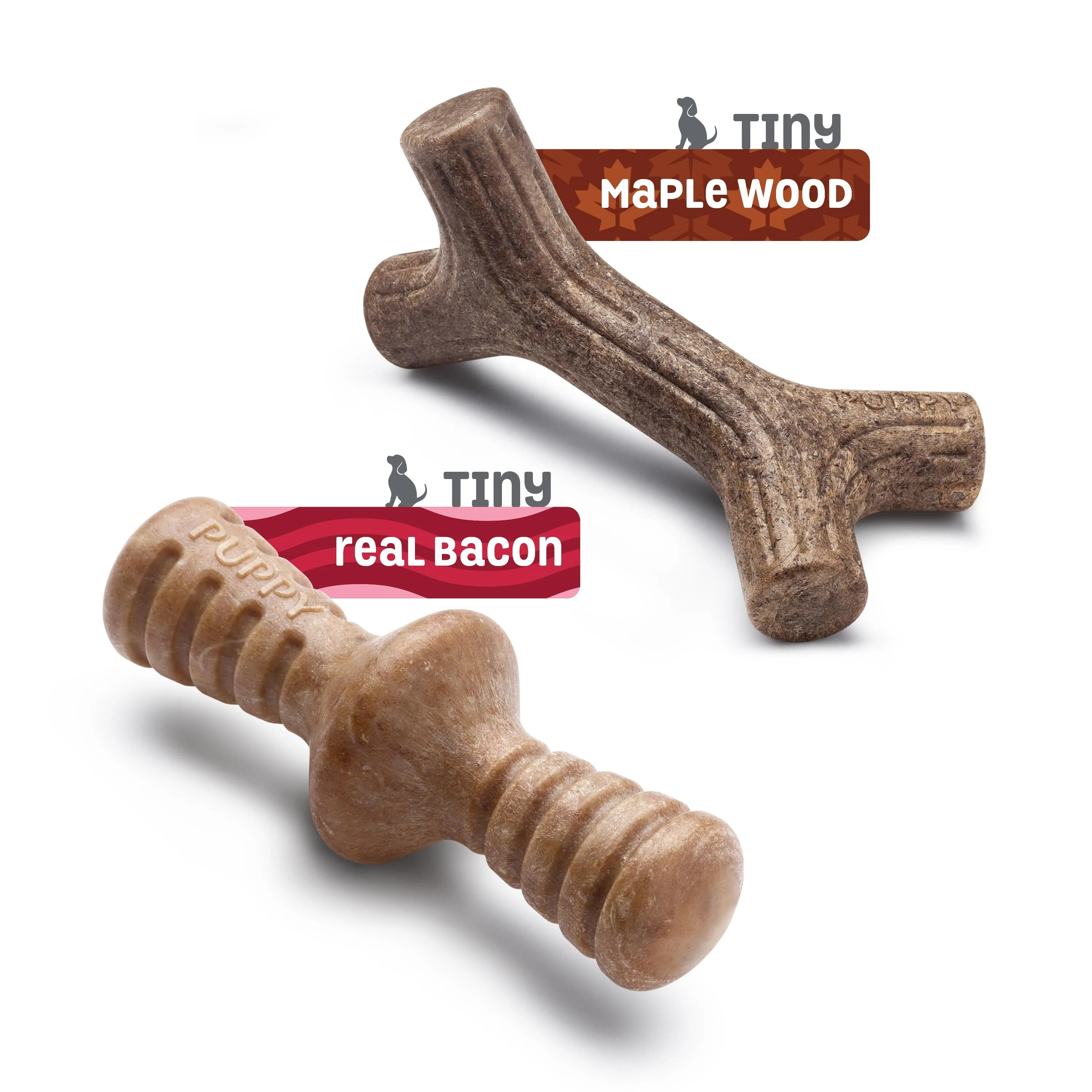Benebone Maplestick And Zaggler Bacon Puppy Toy 2 Pack