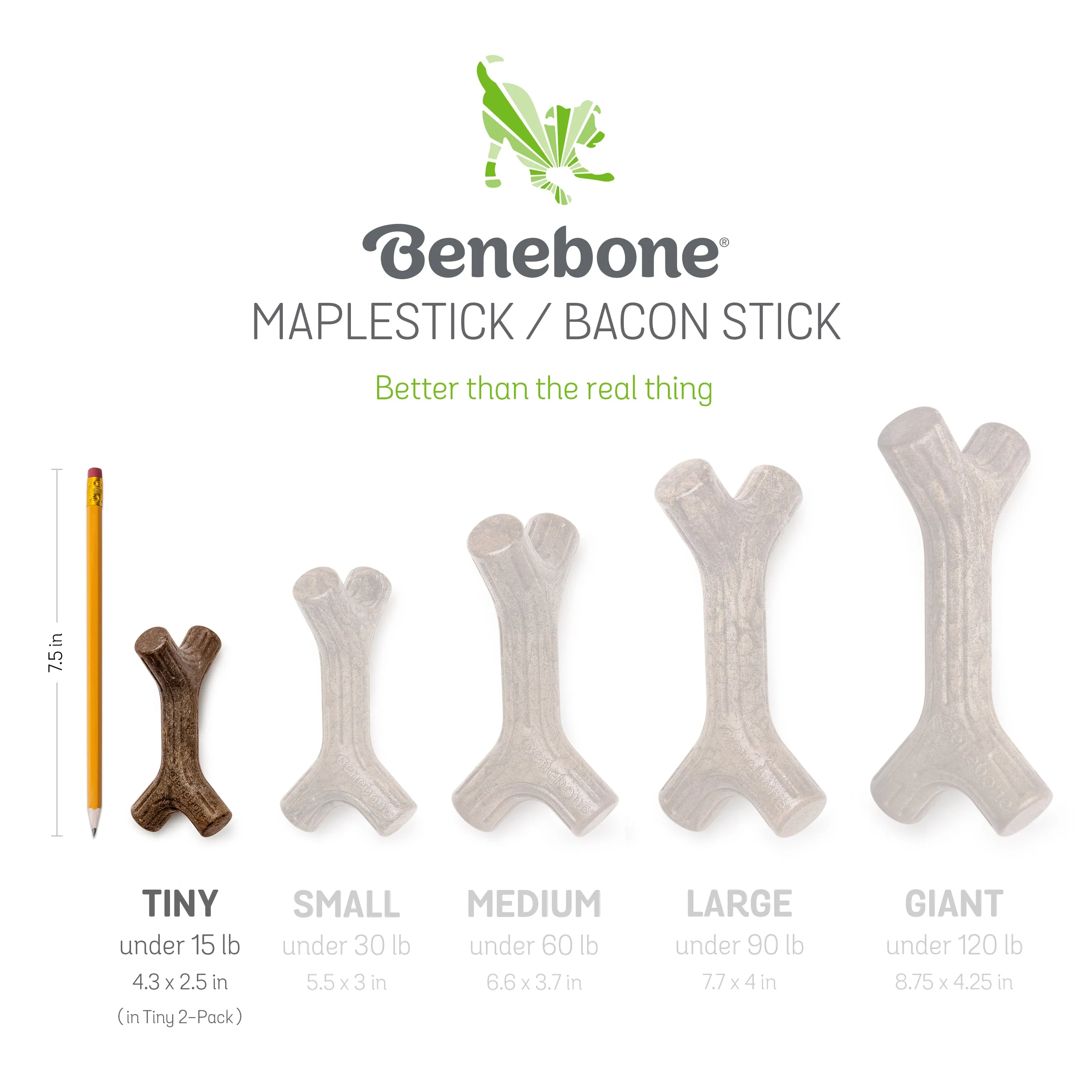Benebone Maplestick And Zaggler Bacon Puppy Toy 2 Pack