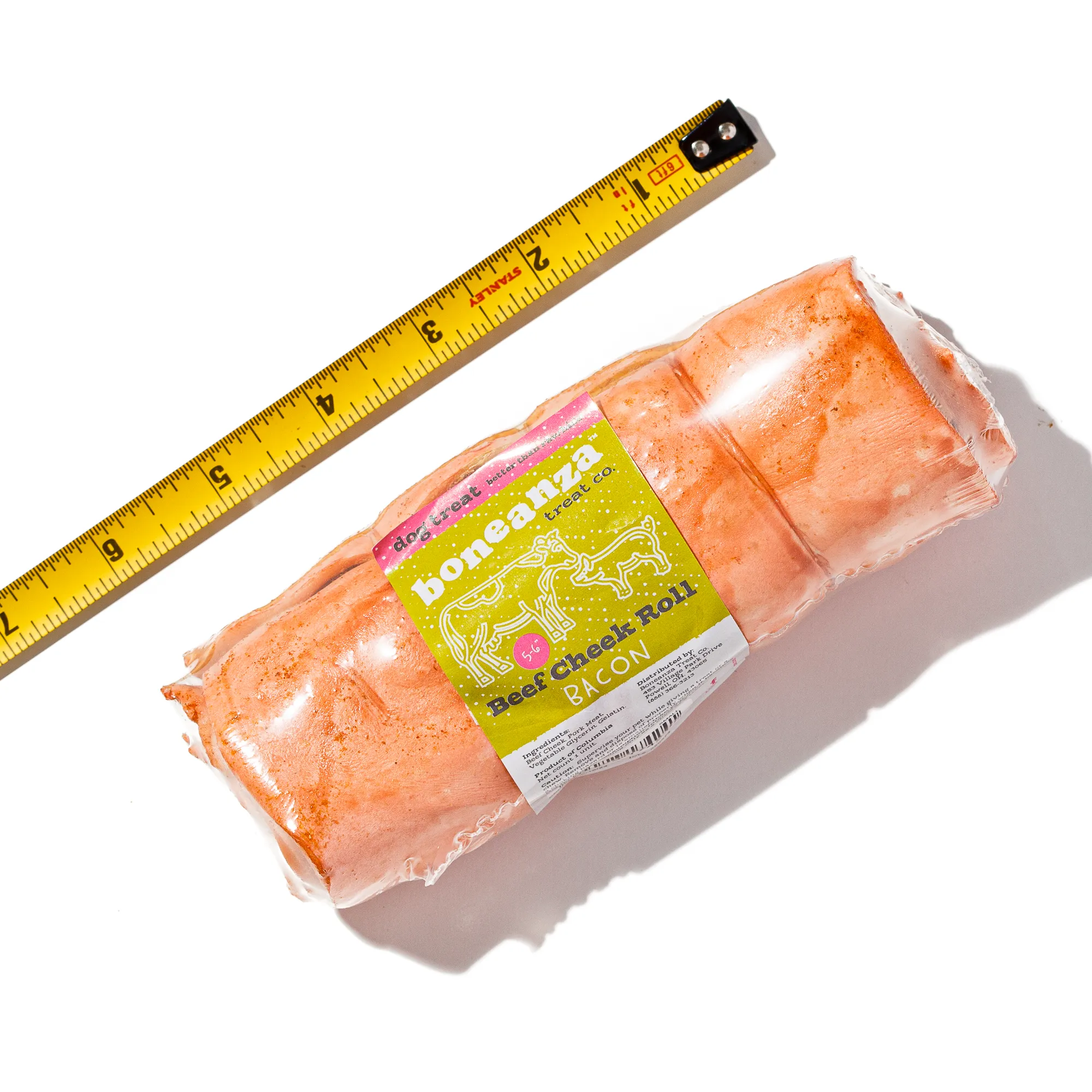 Boneanza Treat Co. Beef Cheek Roll Bacon Dog Treats