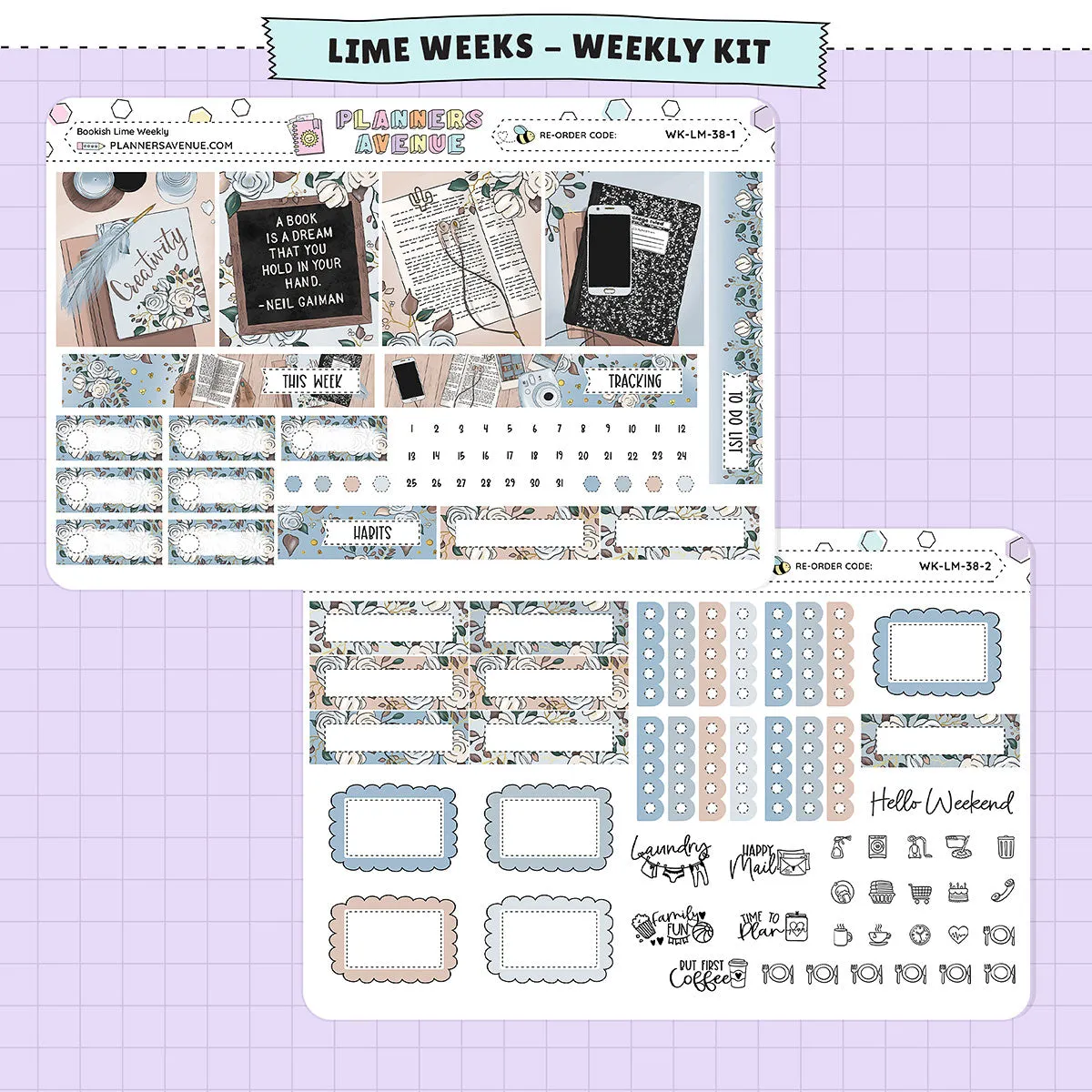 Bookish Lime Weekly Planner Sticker Foiled Kit (SILVER FOIL)
