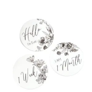 CMC GOLD - Personalised Floral Illustration Milestone Cards (set of 14)