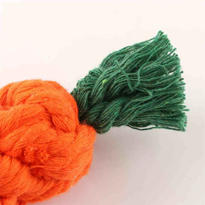 Factory Supply Carrot Cotton Rope Knot Toys for Dogs. ألعاب حبل قطني على شكل جزرة من مصنع التوريد للكلاب