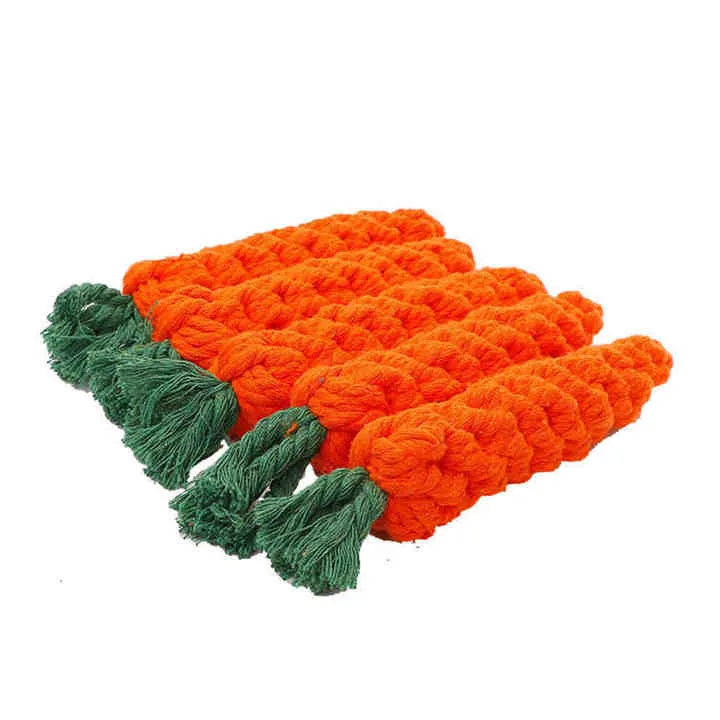 Factory Supply Carrot Cotton Rope Knot Toys for Dogs. ألعاب حبل قطني على شكل جزرة من مصنع التوريد للكلاب