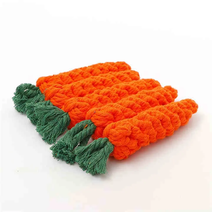 Factory Supply Carrot Cotton Rope Knot Toys for Dogs. ألعاب حبل قطني على شكل جزرة من مصنع التوريد للكلاب