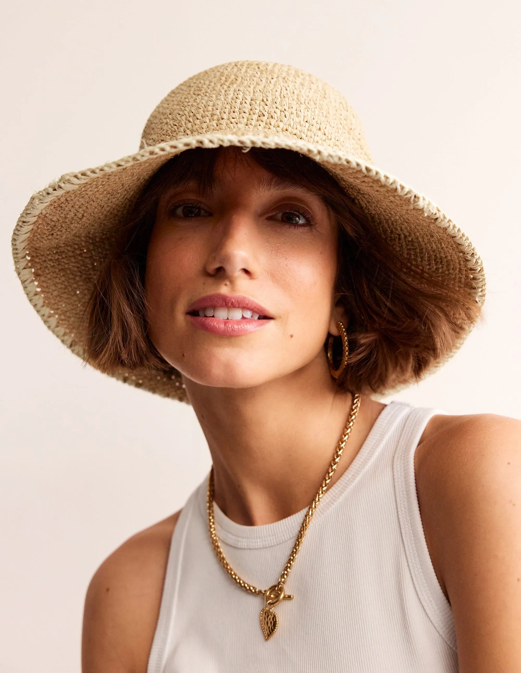 Raffia Bucket Hat-Natural