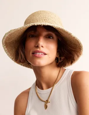 Raffia Bucket Hat-Natural